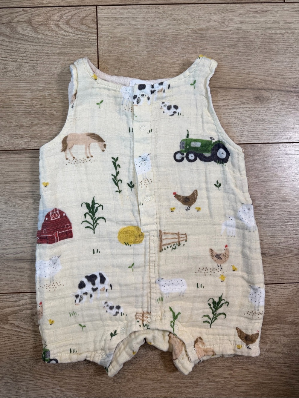 Angel Dear Cream Farm Animal & Tractor Sleeveless Romper
